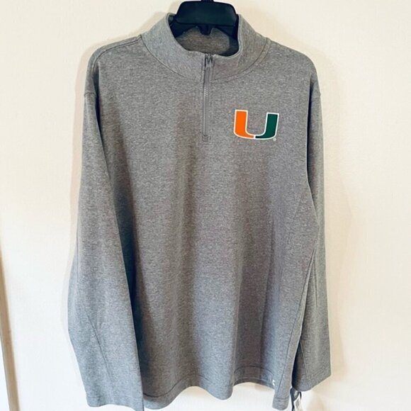 π NWT Miami Hurricanes Fanatics Quarter-Zip Jacket β Heather Gray β Men's L - Picture 3 of 10